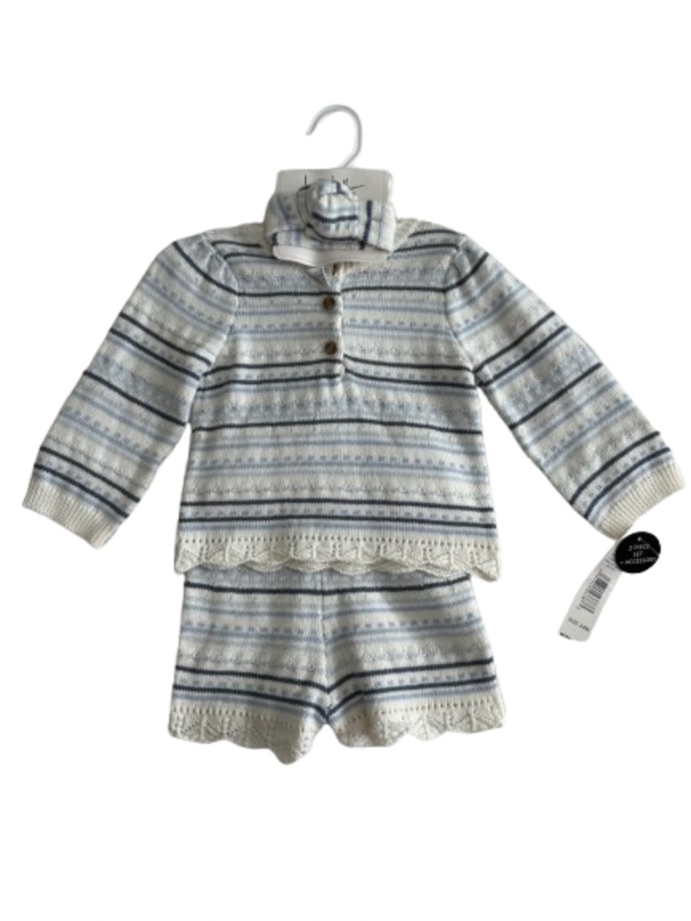 NEW Nicole Miller New York Baby Girl 24M Cotton Knit 2PC Matching Set & Headband